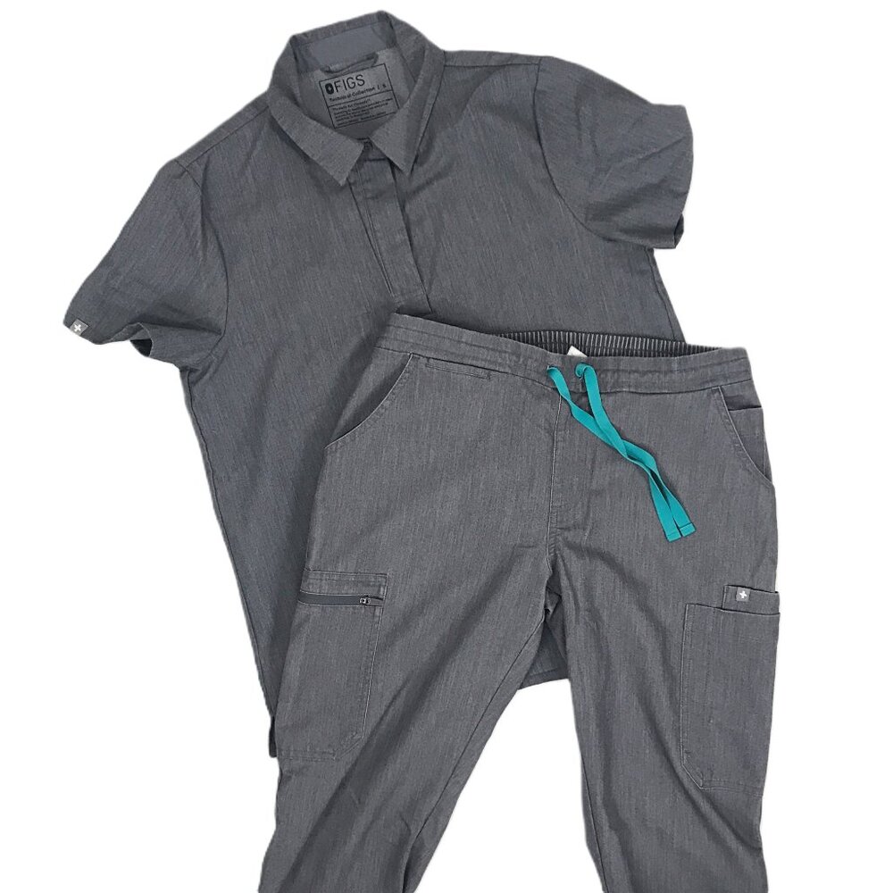 Figs Graphite Scrub Set Technical Collection Nala Top Livingston Bottom
